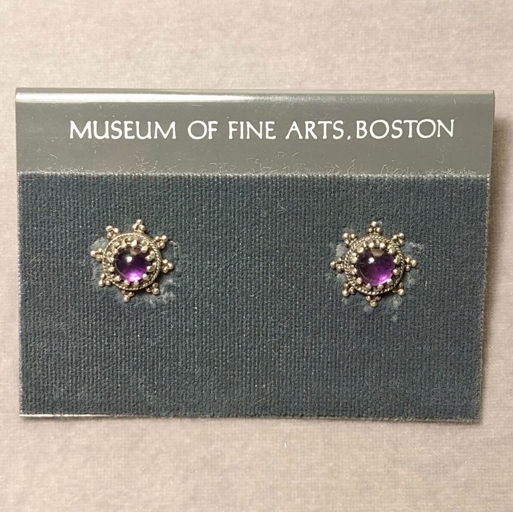 Amethyst and Sterling Silver Stud Earrings - New with Tags